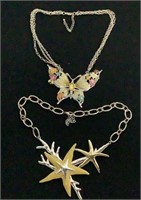 2 Designer Necklaces Starfish & Butterfly