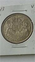 1943 Canada Sterling 50 Cent Coin