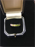 rainbow eternity ring, sterling setting signed