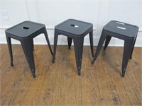 LOT OF 3 NEW MODERN METAL STOOLS 18 IN TALL