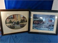 Two beautifully framed picture prints 19" x 23"