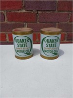 2 Vtg Quaker State Metal Oil Cans