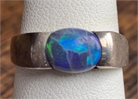 Ladies Sterling Ring With Opal