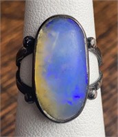 Ladies Sterling Ring With Jelly Opal