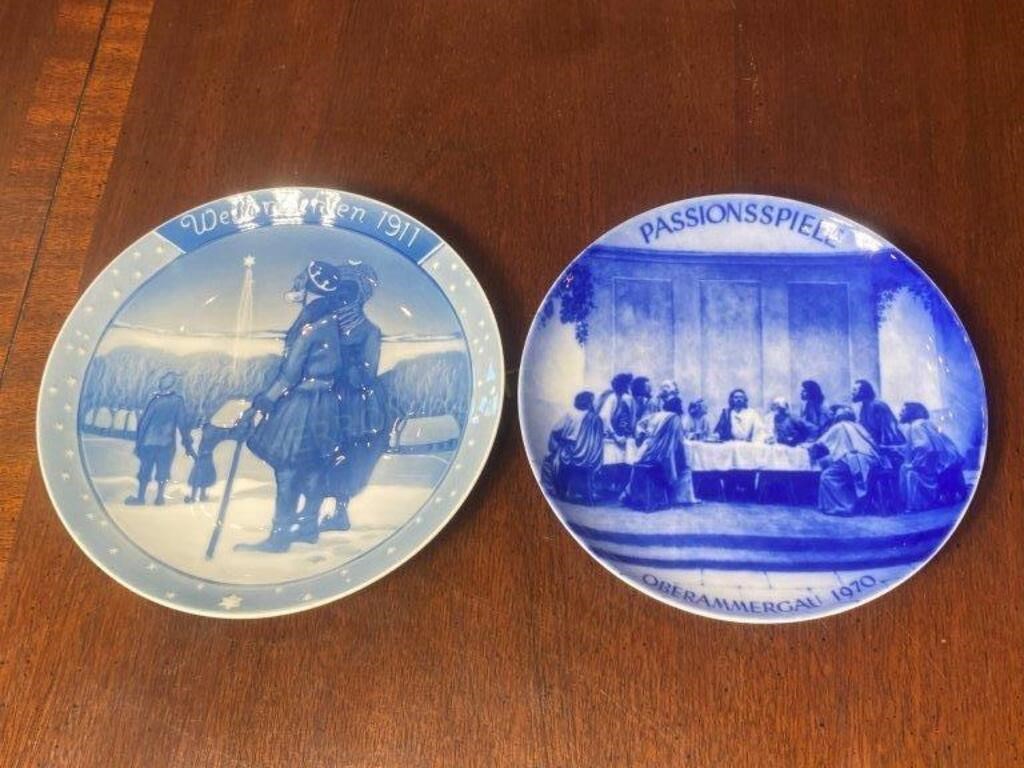 2 Blue & White Collector Plates