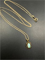 14k gold dainty opal necklace