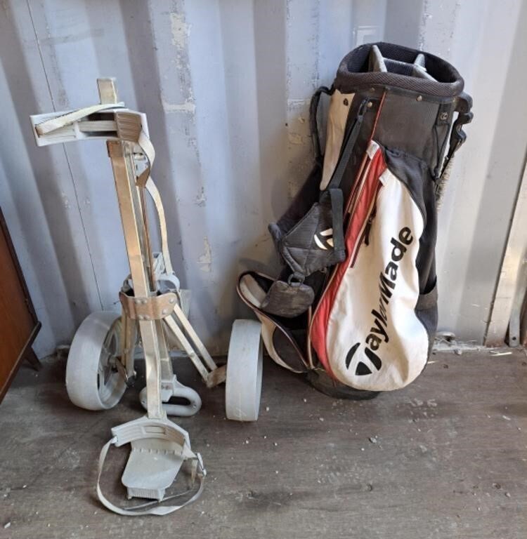 2 Golf Bags and golf caddy