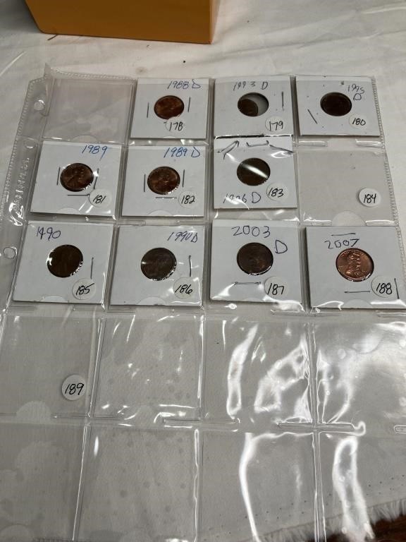 Pennies 1988,1989,1990, 1993, 1995, 1996, 2003,