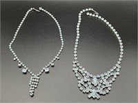 2 Beautiful Vintage Blue Rhinestone Necklaces
