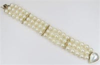 Luxurious Triple Strand Cultured Pearl Bracelet