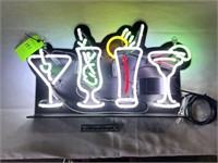 Neon Sign; Beer & Cocktail Glasses