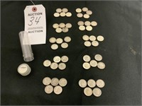 Roll of 50 Silver Dimes Various Years 1947 - 1964
