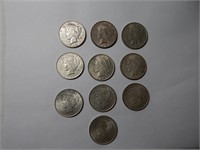 (10) Silver Peace Dollars 1922, 1923, 1925 G-VF