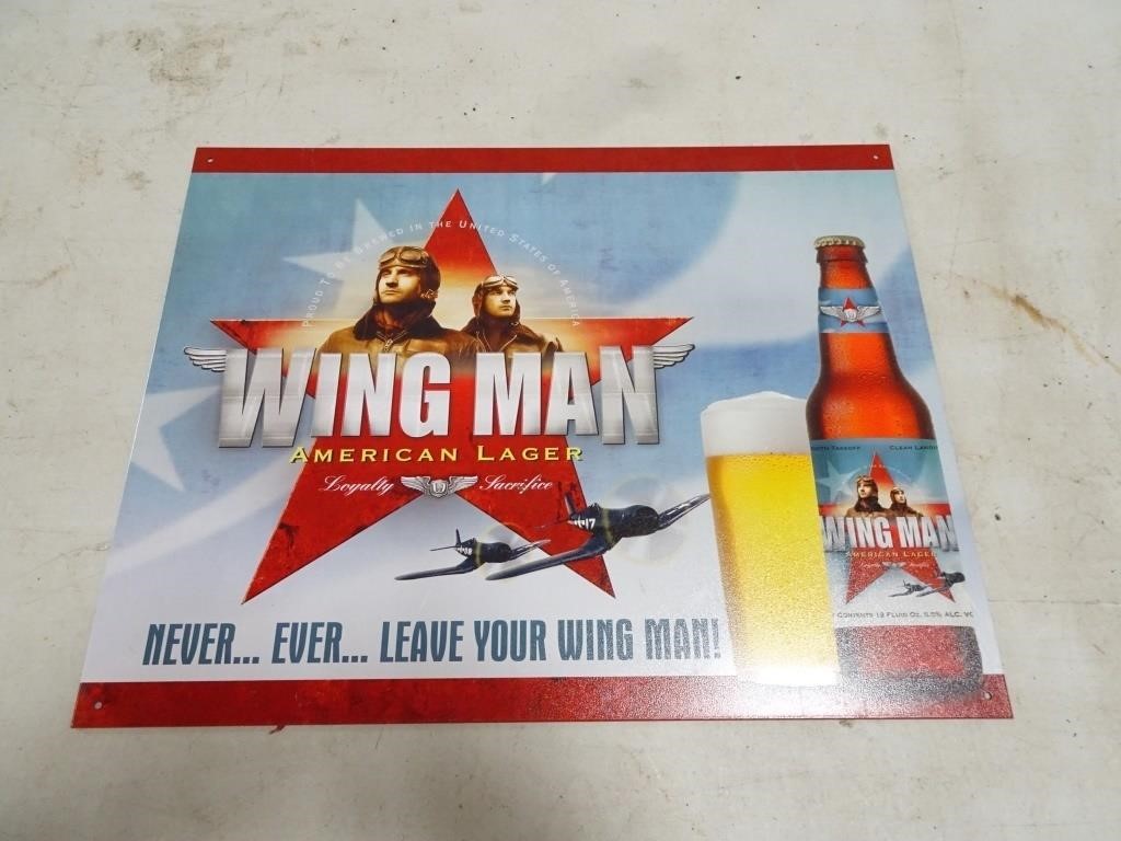 Wing Man Beer Metal Advertisement Sign