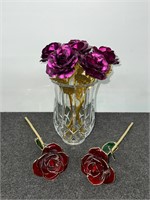 (7) Rose Keepsake Flowers 24K Gold Foil Plated