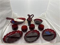 12 Pcs Avon Ruby Red Glassware - Party Trays