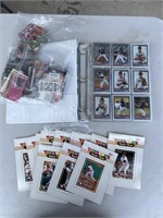 ASSORTED FOOTBALL AND BASEBALL CARDS & BINDER