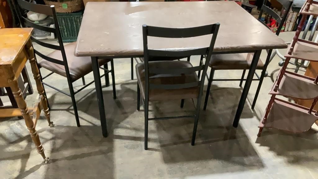 Metal table and four chairs
