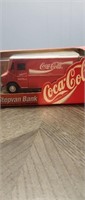 Coca cola die-cast metal stepvan bank, new in