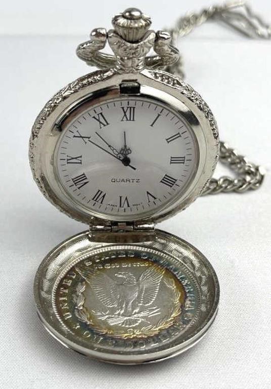 1881 Morgan Silver Dollar Pocketwatch, Nice Tone