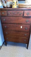 7 drawer wheeled wooden dresser with locking