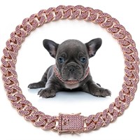 LEIFIDE Link Metal Pet Necklace Rose Gold Pink Cry
