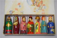 Vtg Russian Handpainted Wooden Nativity Ornaments