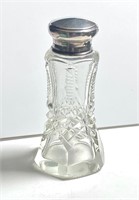 Silver Lidded Crystal  Bottle