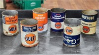 (6) Assorted 1QT "Gulf" Motor Oil Cans