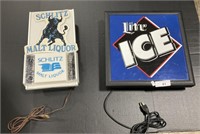 Advertising Schlitz Malt Liquor & Lite Ice Signs.