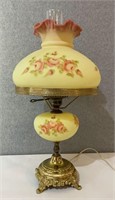 Vintage Fenton burmese hand painted lamp