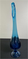 20 In. Blue Swung Glass Vase
