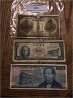 (3) Assorted Vintage Foreign Currency Notes