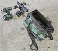 hitachi tool bag, 2 drills
