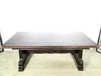Carved Oak Gothic Refractory Banquet Table