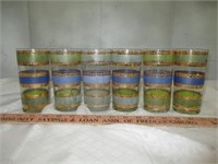 Set of 6 Mid Century Hand Decorated Tumblers