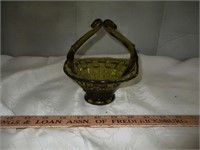 Mid Century Tiara Amber Art Glass Basket