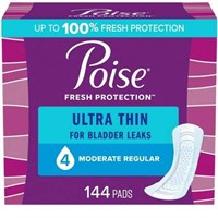 Poise Ultra Thin Pads  4 Drop  144 Count