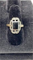 Black onyx sterling ring stamped 925 size 8