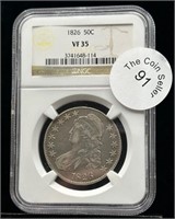 1826 Capped Bust Half Dollar, PNG VF35