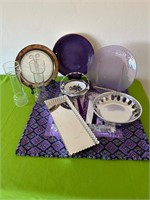 Ceramica Purple Plate, Gorham Stainless Basket +