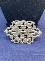 Silver tone large brooch