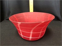 Red Satin Glass Centerpiece Art Bowl