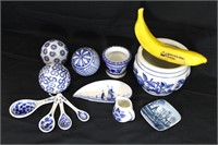 9 Pcs. Delft Blue & White China