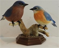 Lot #1842 - Pair of hand carved Bluebirds on