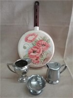 Hand Painted Decorative Pan & Creamer Set