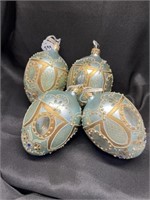 Neiman Marcus Mercury Glass Ornaments X 4