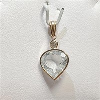 $1400 14K  Aquamarine(4ct) Diamond(0.11ct) Pendant
