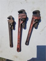 Two Ridgid  14"  One Craftsman 18"  pipe wrenchs.