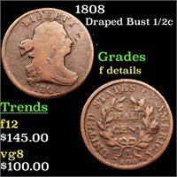 1808 Draped Bust 1/2c Grades f details